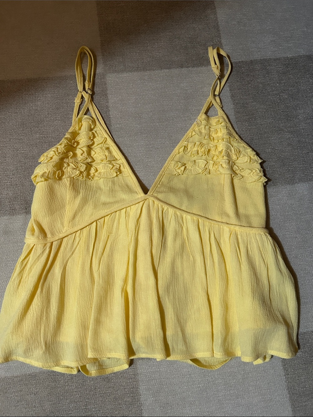 Lightweight Yellow Ruffle V-Neck Cami Top